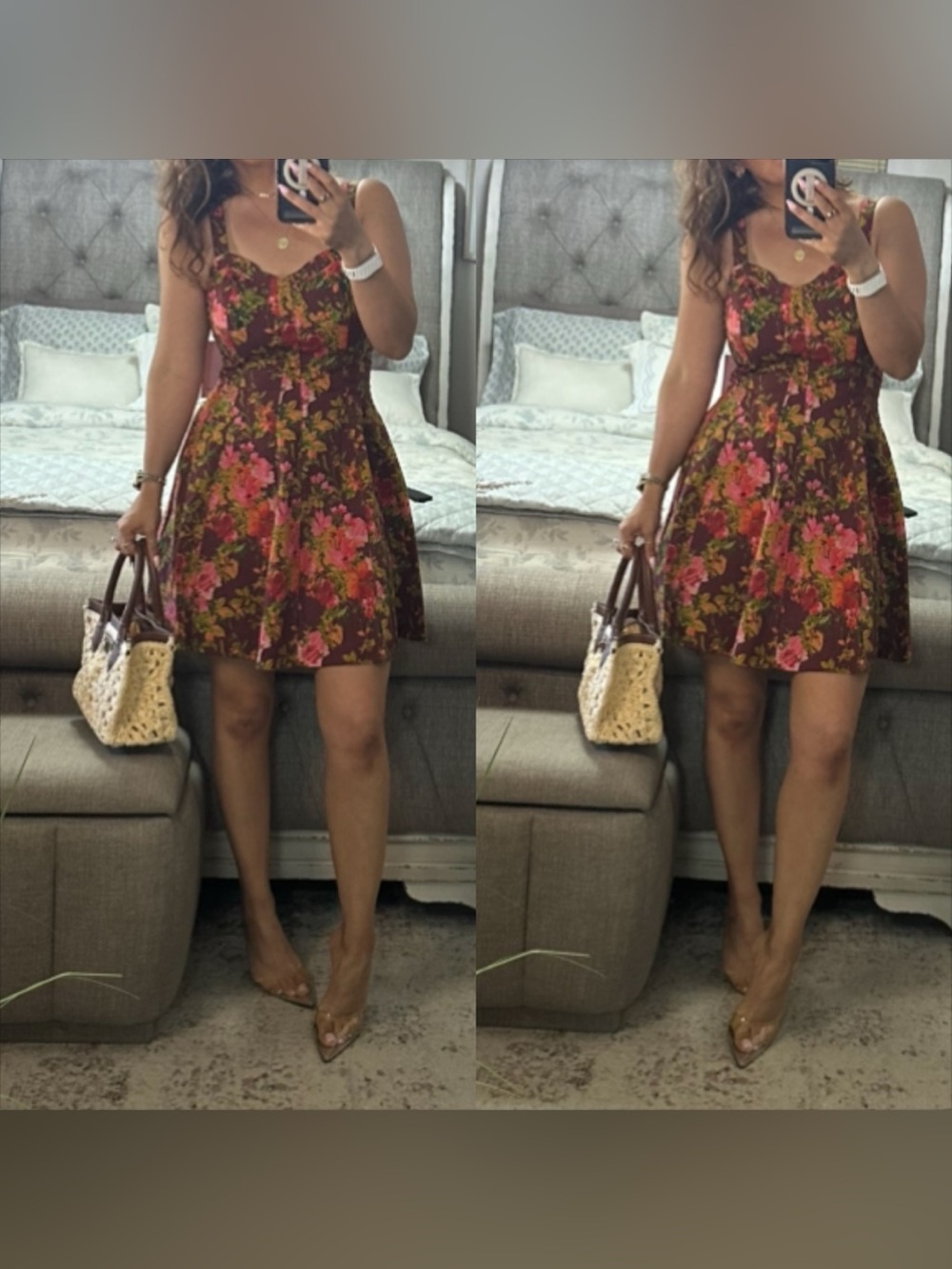 New🍂 🌺 Fall in Bloom Burgundy Floral Fit & Flare Dress